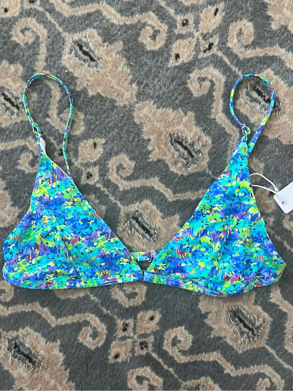 Vibrant Blue Floral Triangle Bikini Top